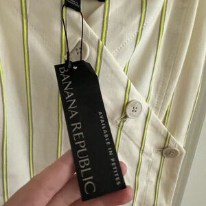 Banana Republic Cream Blazer with Yellow Stripes